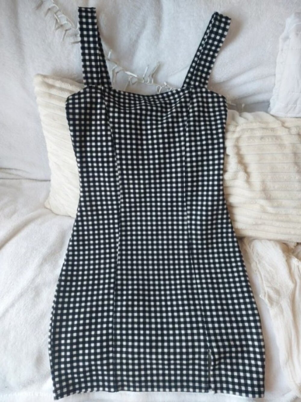 Divided H&M Black White Gingham Plaid Mini Dress S
